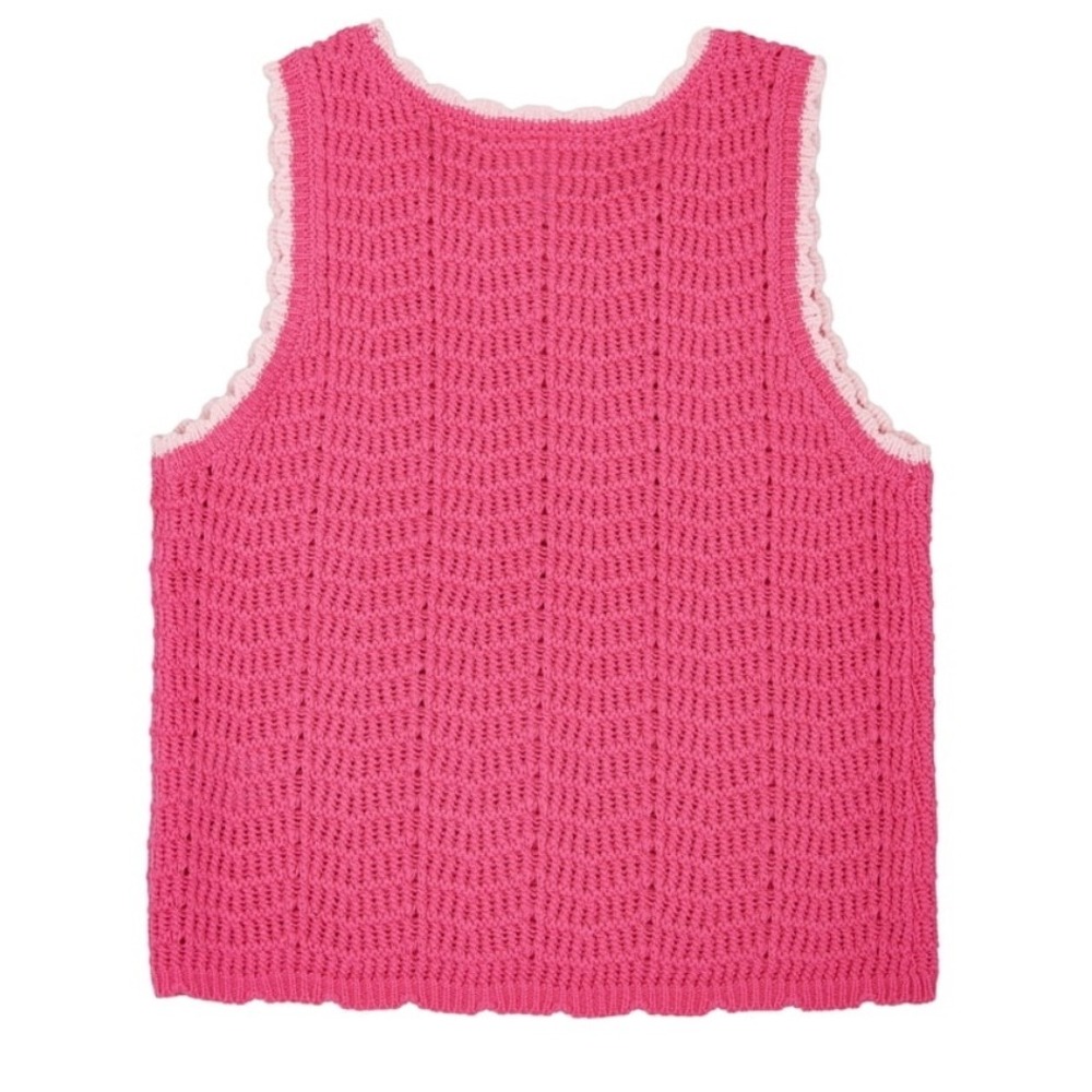 Wonder Nation Girls Pink Cheer Crochet Knit Sweater Tank Top XL 14-16 NEW - Picture 2 of 10